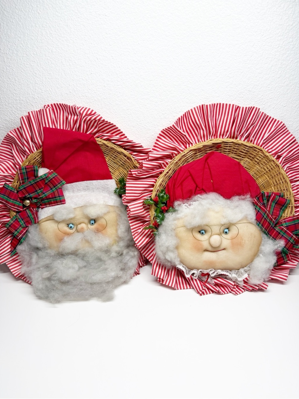 Vintage Handmade Santa Mrs Claus Wall Decor
